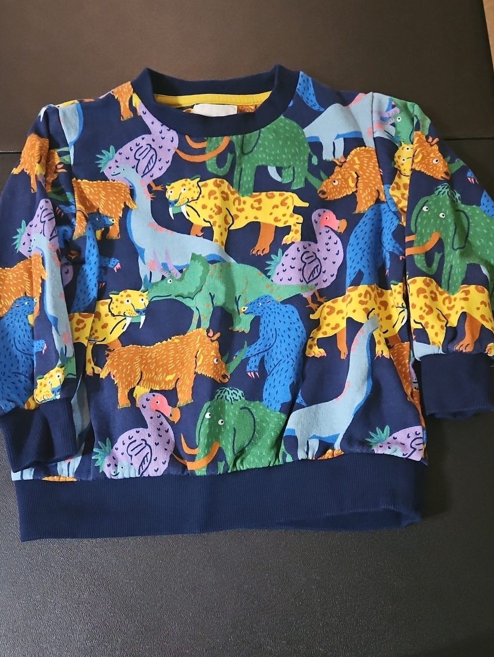 Mini Boden Multicolor Animal Print Sweatshirt - Navy Base with Bright Accents
